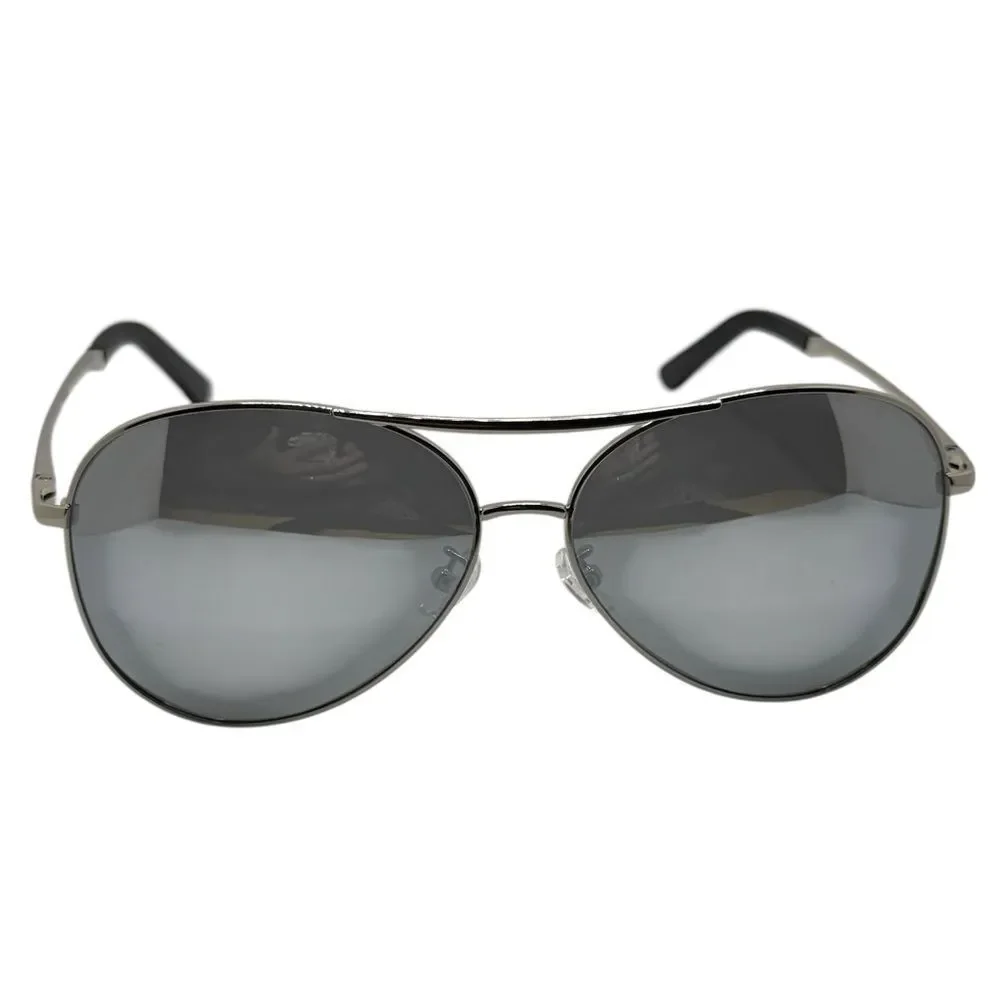 Silver Aviator Sunglasses with Mirrored Lenses